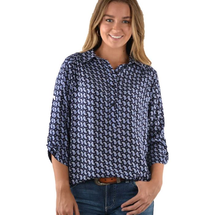 Wrangler Womens Natalie Print 3/4 Sleeve Shirt -  Sz 8, 10 & 16 Only