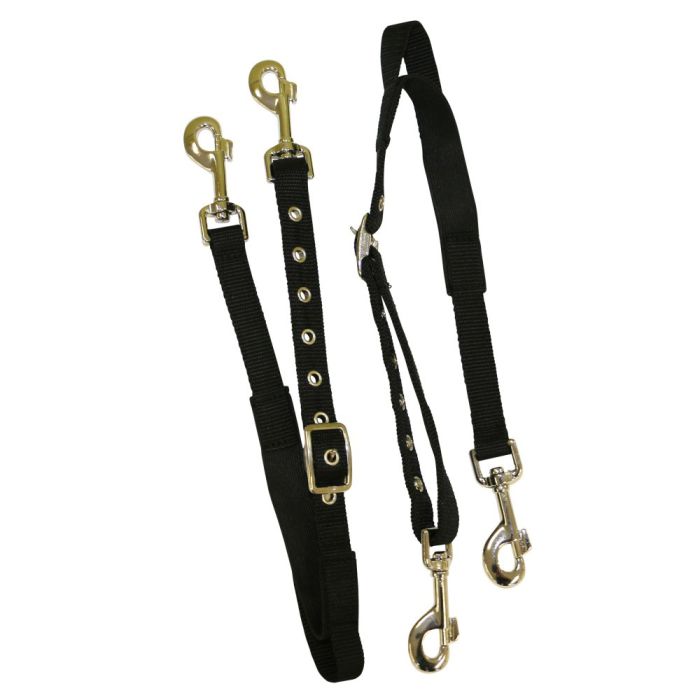 Nylon Side Reins with Elastic - Black