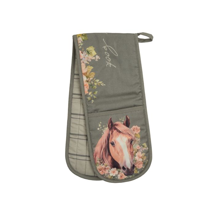 Thomas Cook Double Oven Glove - Sage - Horse