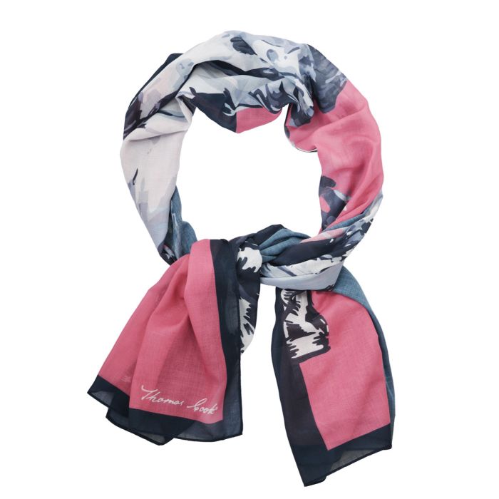 TC Lightweight Print Scarf Navy/Pink