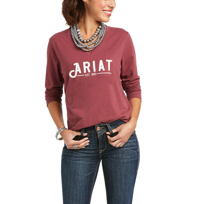 Ariat Ladies REAL Logo L/S Tee -  Fig Galaxy
