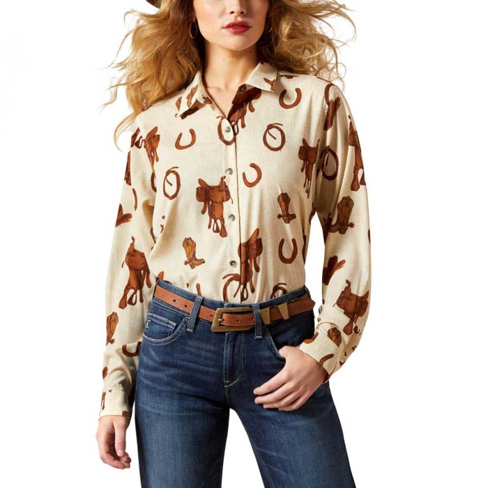 Ariat Ladies Homestyle Shirt - Rodeo Spur Print
