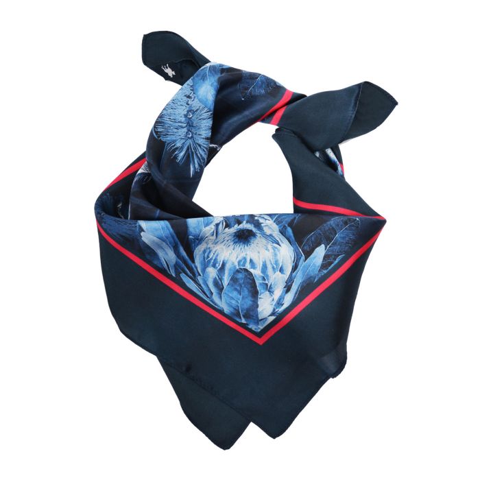 TC Silk Print Scarf Navy