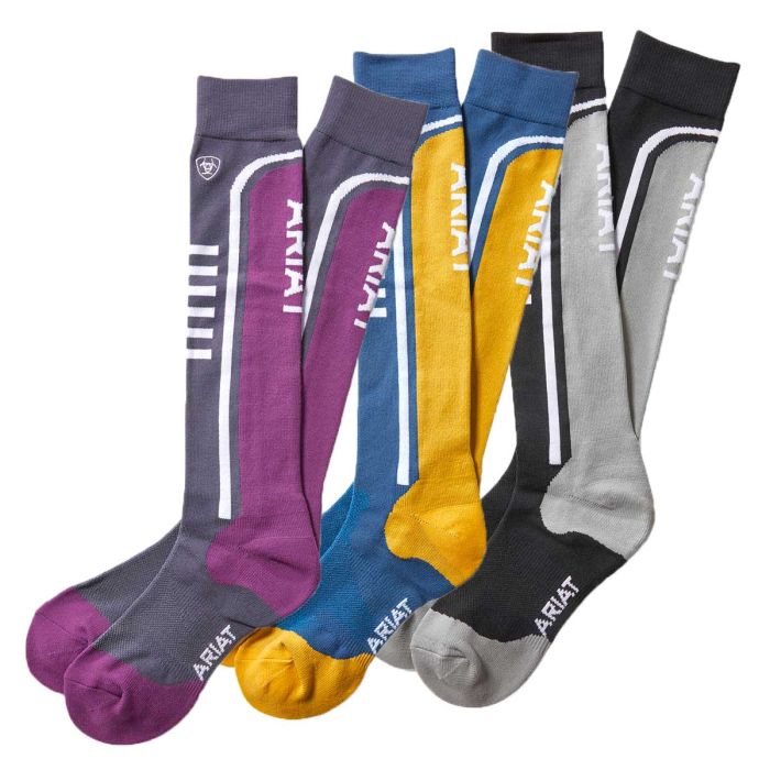 AriatTEK Slimline Performance Socks - Plum Grey and Duck Eggs