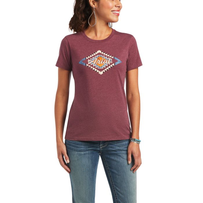 Ariat Ladies Sol Tee - Burgundy Heather - Sz S, M & XL Only