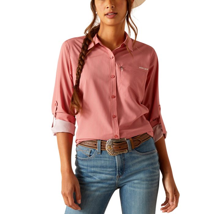 Ariat Ladies Venttek II Stretch Shirt - Faded Rose Pinstripe